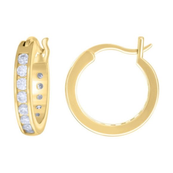 925 Sterling Silver 1.20ctw VVS Moissanite Men Women 14kt Dipped Hoop Earrings